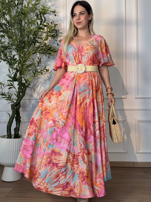 Rochie lungă cu mâneci lungi și croială în A