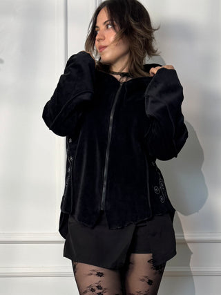 Hímzett bársony kardigán
