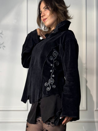 Hímzett bársony kardigán