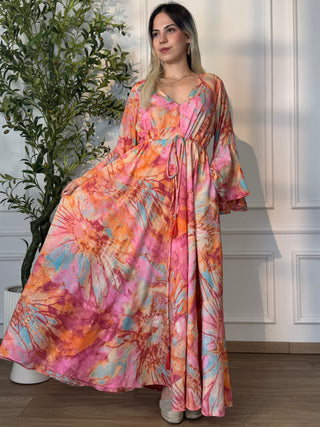 Rochie maxi cu mâneci evazate
