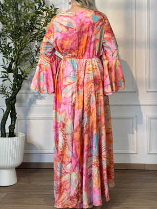 Rochie maxi cu mâneci evazate