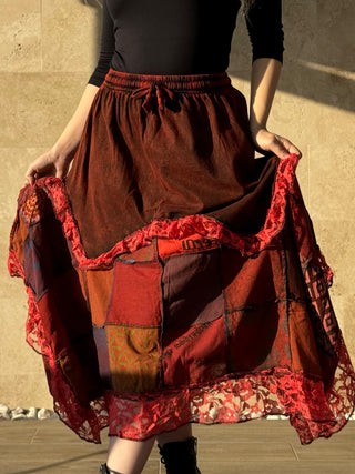 Patchwork szoknya - Piros