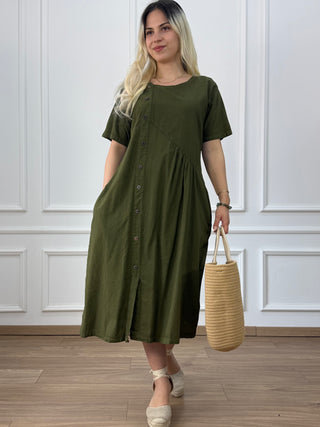 Rochie din bumbac cu nasturi