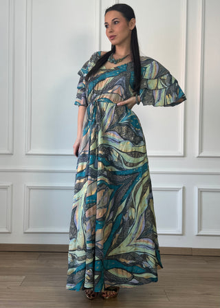 Rochie maxi cu mâneci stratificate
