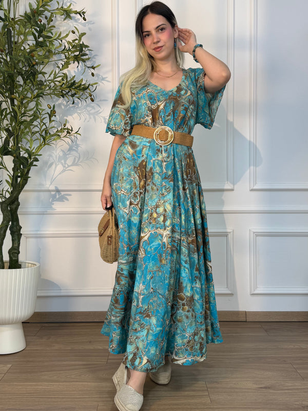 Rochie lungă cu mâneci lungi și croială în A