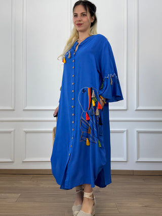 Rochie cămașă boemă cu nasturi
