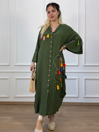 Rochie cămașă boemă cu nasturi