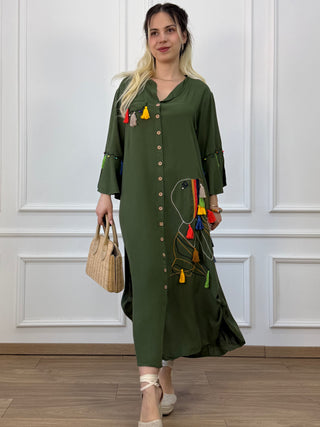 Rochie cămașă boemă cu nasturi