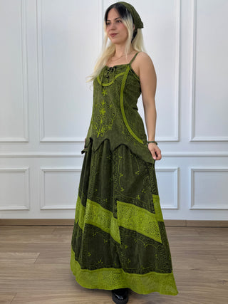 Cotton maxi dress with elastic waist