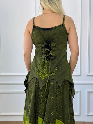 Cotton maxi dress with elastic waist