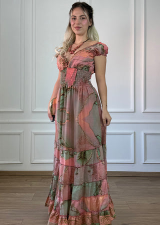 Wasp waist dress with ruffled bottom