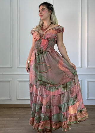 Wasp waist dress with ruffled bottom