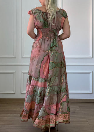 Wasp waist dress with ruffled bottom