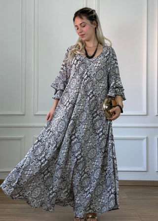 A-vonalú, fodros ujjú ruha