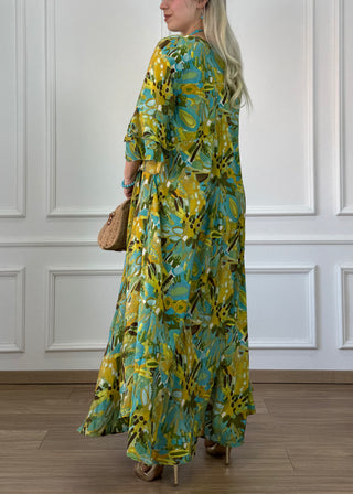 A-vonalú, fodros ujjú ruha