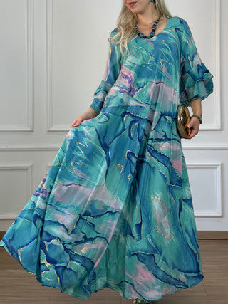 A-vonalú, fodros ujjú ruha