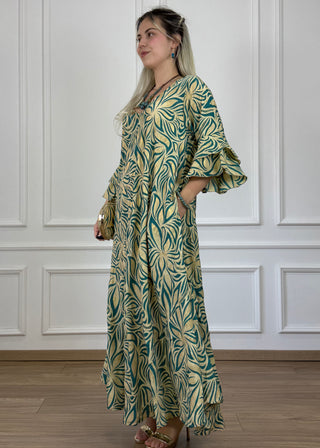 A-vonalú, fodros ujjú ruha