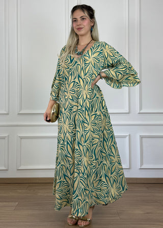 A-vonalú, fodros ujjú ruha