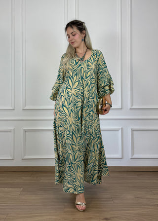 A-vonalú, fodros ujjú ruha