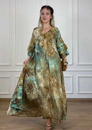 A-vonalú, fodros ujjú ruha