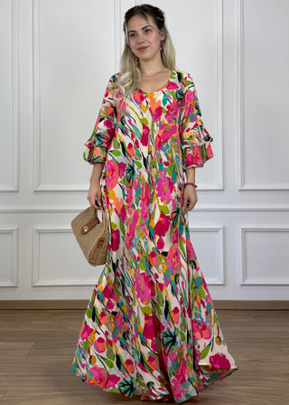 A-vonalú, fodros ujjú ruha