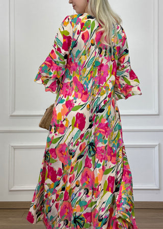 A-vonalú, fodros ujjú ruha