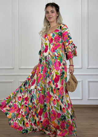 A-vonalú, fodros ujjú ruha