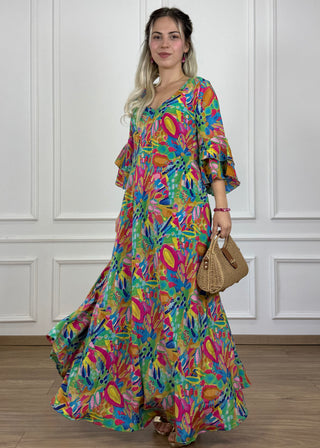 A-vonalú, fodros ujjú ruha