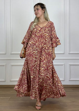 A-vonalú, fodros ujjú ruha