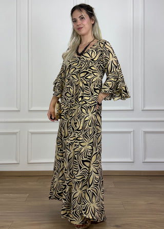 A-vonalú, fodros ujjú ruha