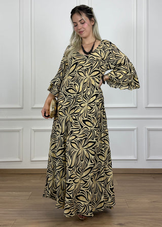 A-vonalú, fodros ujjú ruha