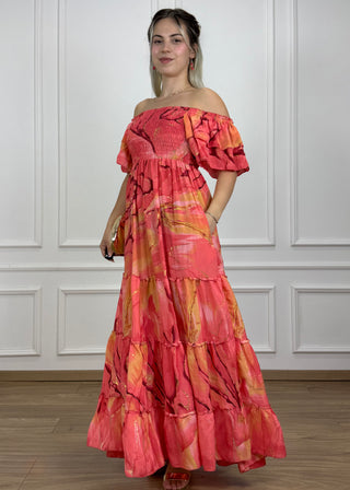 Gumírozott mellrészű maxi ruha