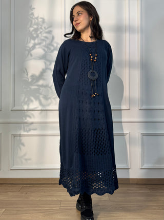 Long knitted wool blend dress