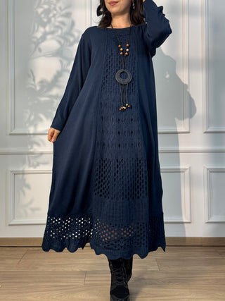 Long knitted wool blend dress