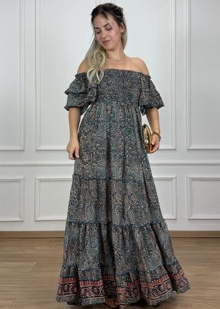 Gumírozott mellrészű maxi ruha