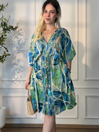 Maxi dress with drawstring at the waist