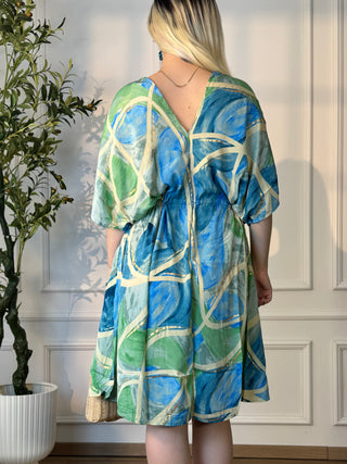 Maxi dress with drawstring at the waist