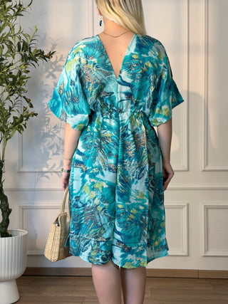 Maxi dress with drawstring at the waist