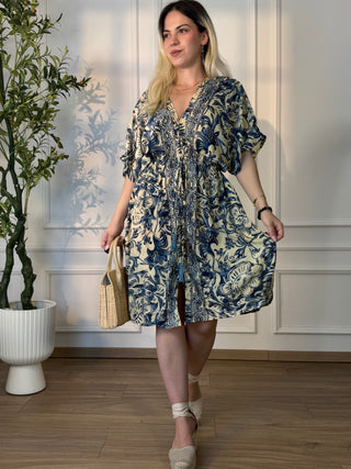 Maxi dress with drawstring at the waist