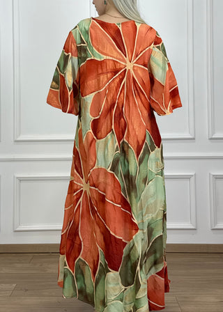 V-nyakú hosszú ruha