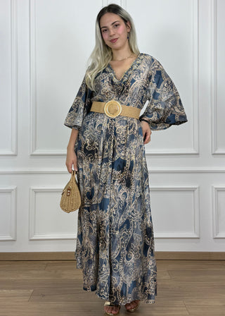 V-nyakú hosszú ruha