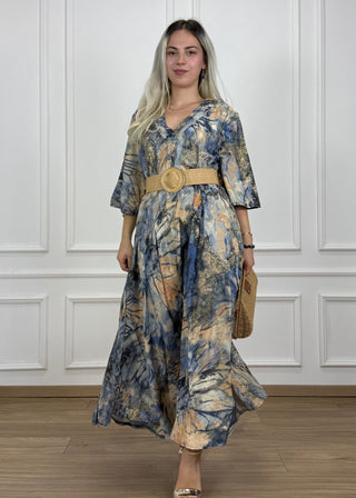 V-nyakú hosszú ruha