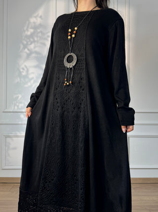 Long knitted wool blend dress
