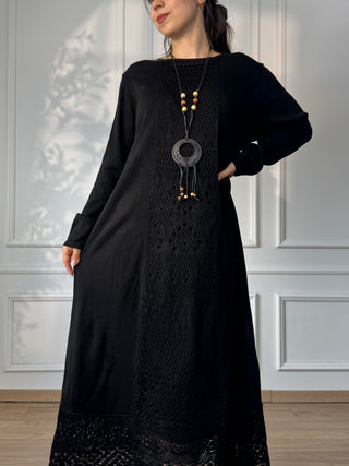 Long knitted wool blend dress