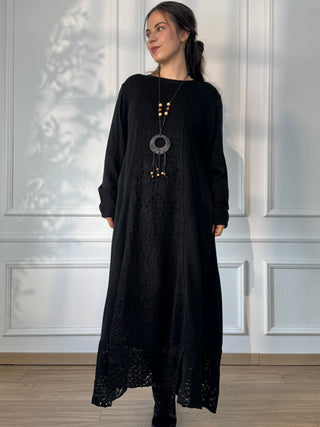 Long knitted wool blend dress
