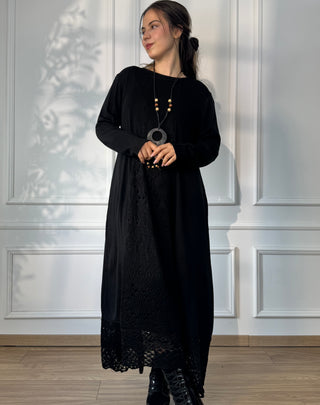 Long knitted wool blend dress