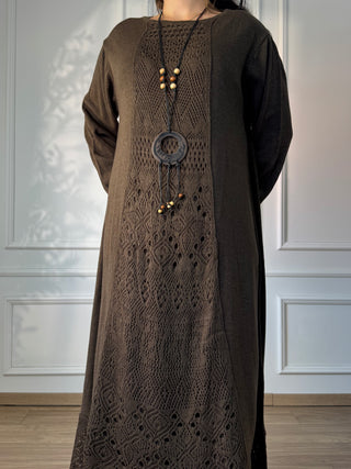Long knitted wool blend dress