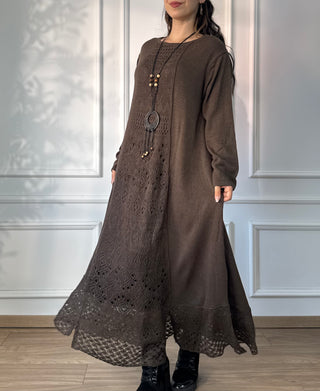 Long knitted wool blend dress