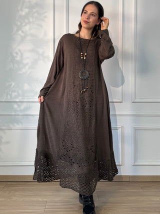Long knitted wool blend dress