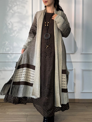 Long knitted wool blend dress